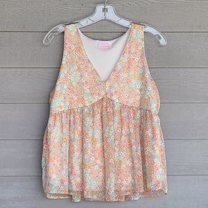 Pink Lily Floral Tank Blouse